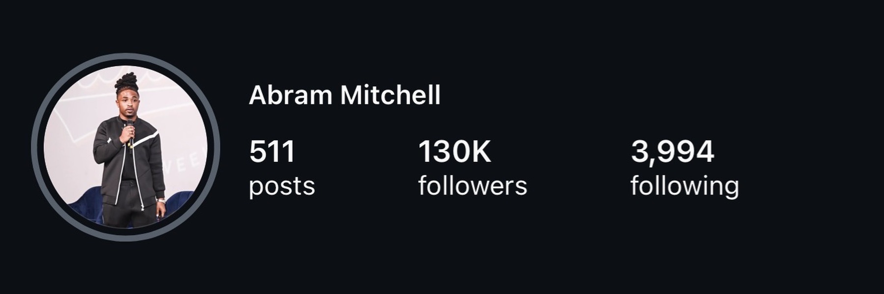 Abram Mitchell — 130K followers after