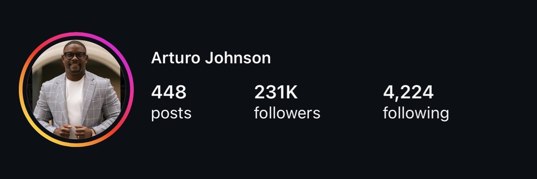 Arturo Johnson — 231K followers after